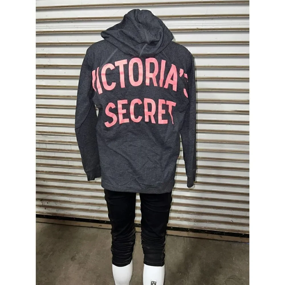 Victoria Secret Hoodie long sleeve front pocket drawstring hood pink VS on back - Picture 5 of 10